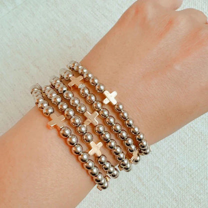 Beads and Crosses Stretch Bracelet Set